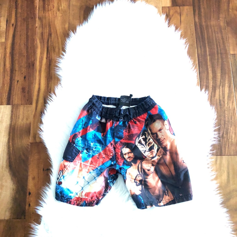 WWE boys swim trunks sz 4/5 John Cena wrestling